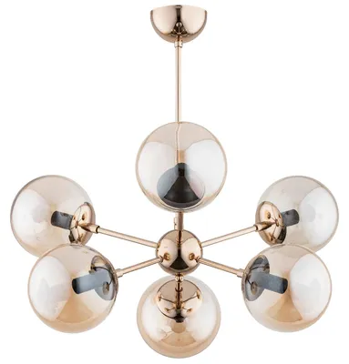 Zdjęcie produktu dla Lampa wisząca SANDY złoto-bursztynowy 6xE14x10W szkło wym:56x63x63cm IP20 Alfa
