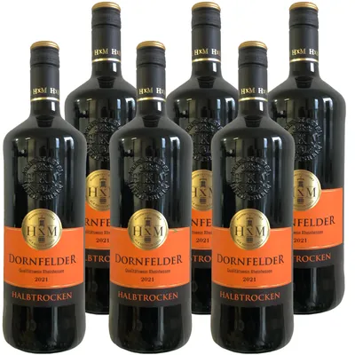 Produktbild von HXM Dornfelder halbtrocken Rheinhessen DQW Rotwein 11%Vol. 6er Pack (6x1 Liter Flasche)