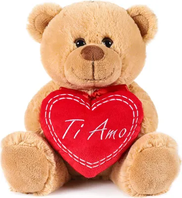 Immagine prodotto di BRUBAKER Orsetto di peluche con cuore rosso - Ti Amo - 25 cm - Peluche orsetto di peluche - marrone chiaro