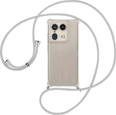 Produktbild von Handykette Backcover-Schutzhülle mit Band (Metall silberfarben) für Motorola Edge 50 Ultra 5G - silbergrau