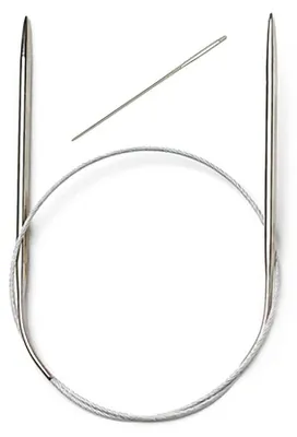 1 Edelstahl Rundstricknadel 80cm mit Stopfnadel, 2mm / 2,5 / 3 / 3,5 / 4 / 4,5 / 5 /