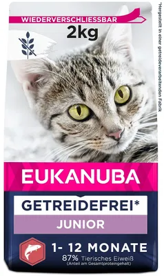 Produktbild von Eukanuba Junior Katzenfutter trocken getreidefrei mit Lachs, 2 kg