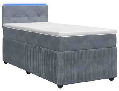 Immagine prodotto di Letto con rete a molle e materasso, colore grigio scuro, 90 x 190 cm, rivestito in velluto