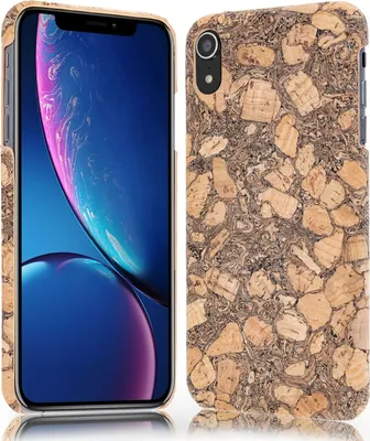 Produktbild von NALIA Kork Hülle für iPhone XR, Handyhülle Natur Holz Look Handy Tasche Cover Cork Pattern