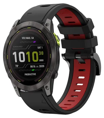 Image de Pour Garmin Enduro 3 Bracelet sport en silicone bicolore 26 mm noir / rouge