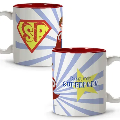 Keramikbecher 330 ml – Du bist mein Superpapa – Vatertagsgeschenk