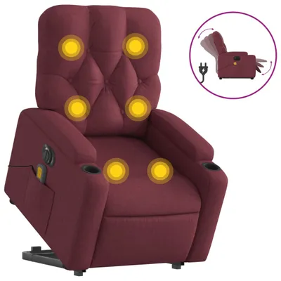 Produktbild von vidaXL Elektrischer Massagesessel mit Aufstehhilfe Weinrot Stoff