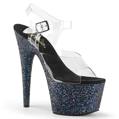Produktbild von ADORE-708LG Damen Sandale von Pleaser, Transparent Schwarz , EU 42, US 12
