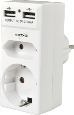 Produktbild von Heitech Steckdosenadapter Schuko/Euro USB