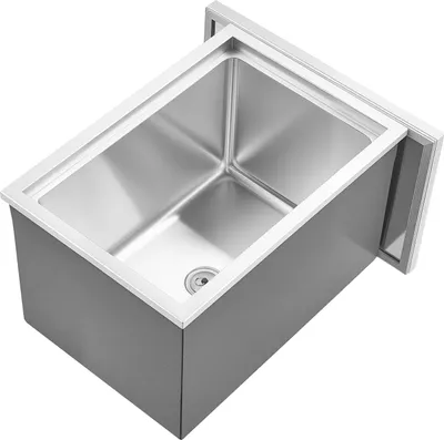 Zdjęcie produktu dla Wbudowany pojemnik na lód SucceBuy (508 x 355 x 342 mm) wykonany ze stali nierdzewnej, 30-litrowa lodówka z pokrywą do użytku na zewnątrz, w tym zestaw rur odpływowych, idealny do schłodzonych napojów, takich jak wino i piwo