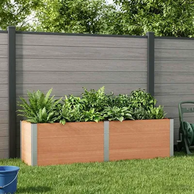 Obrázek produktu pro Maison Exclusive – Vyvýšený záhon hnědé barvy, rozměry 200 x 50 x 54 cm, materiál: WPC (dřevoplast) a hliník