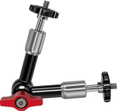 Productafbeelding van Verstelbare, scharnierende arm met wrijvingsmechanisme, flexibele verlengingsbeugel van aluminiumlegering met twee 1/4-inch schroefdraad, 360° draaibaar, geschikt voor videomonitoren en LED-lampen