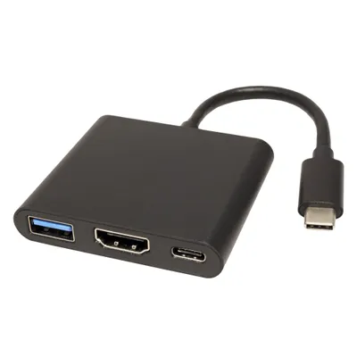 Obrázek produktu pro VALUE Multiport adaptér USB C(M) -> HDMI(F), USB3.0 A(F), USB C(F) PD, 4K@30Hz, Alu (12.99.1131)