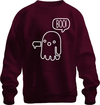 Produktbild von BOO! süßer Geist Halloween lustig Kinder Cartoon niedlich retro Uni Sweatshirt Pullover, Burgundy, XL