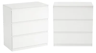 Immagine prodotto di Comodino set da 2, 3 cassetti, bianco, 70x40x75 cm, MDF