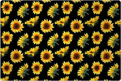 Produktbild von Küchenmatte 80x120 cm Vinylmatte Bodenmatte Dekoration - Sonnenblumen auf Schwarz