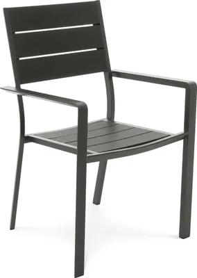 Produktbild von di volio Gartenstuhl Teri - schwarz, aus Aluminium und Kunstholz, modernes Design, robust & wetterfest