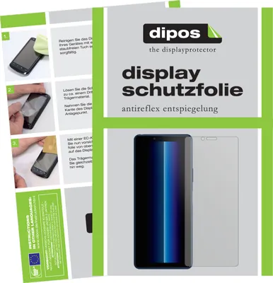 The image shows a product packaging with instructions on how to apply a screen protector to a smartphone.
