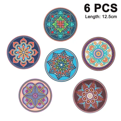 Produktbild von Untersetzer Saugfähige Keramik Untersetzer mit Korkrücken Mandala Stil für Tassen Tisch Bar Glas 6er Set