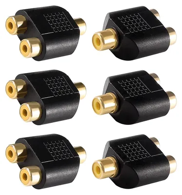 Immagine prodotto di 6 adattatori splitter RCA, connettore RCA da 1 femmina a 2 femmine