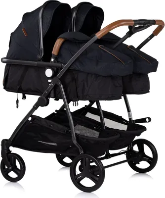 Produktbild von CHIPOLINO Kinderwagen fü r Zwillinge, Kinder mit ungleichen Sternen - Combinovan Duo Smart Blackberry