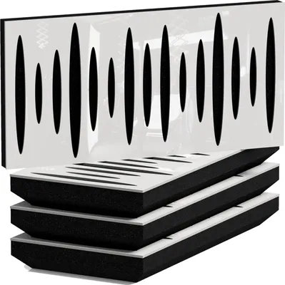 Immagine prodotto di Confezione da 4 – Pannello acustico diffusore fonoassorbente sottile | 25x50 cm | Riflessione – Isolamento acustico | Spessore – Colore: [53 mm | Plastica bianca lucida]