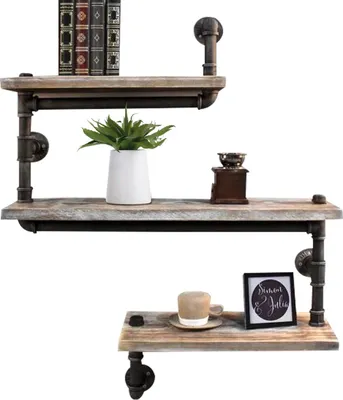 Produktbild von Wandablage Vintage Wandregal 3 Schichten Hängeregal Multifunktional Schweberegal Bücherregal Dekoregal