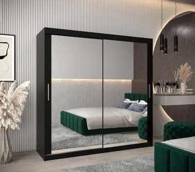 Produktbild von Schwebetürenschrank mit einer Breite von 200 cm TIMEA 3 – Schwarz