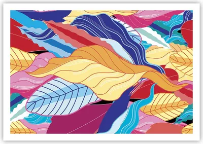 Produktbild von Poster - Poster ohne Rahmen - Muster Blätter bunt - 100x70 cm - Wand Bild - Wanddeko - Wandbilder - Kunstposter - Wandposter - Bilder - Kunstdruck - Wanddekoration - Wandbild - P2XAA100x70-4269