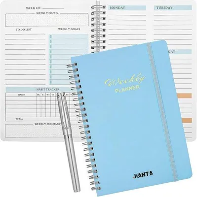 Productafbeelding van Famanu A5 weekplanner met takenlijst en gewoontetracker - hardcover planner met gelpen