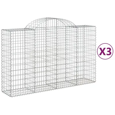 Produktbild von Gabionen mit Hochbogen 3 Stk. 200x50x120/140cm Verzinktes Eisen