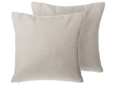 Zdjęcie produktu dla BELIANI Zestaw 2 poduszek beżowe lniane ćwiekowane 45 x 45 cm z wypełnieniem ozdobna akcesoria salon sypialnia