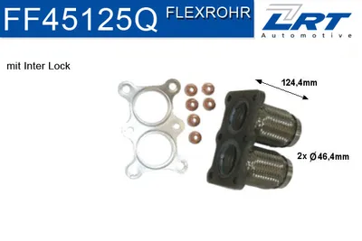 Produktbild von LRT FF45125Q Reparaturrohr Katalysator KAT für VW Golf IV Schrägheck (1J1) Bora Limousine (1J2) für AUDI A3 Schrägheck (8L1) für SKODA Octavia I Combi