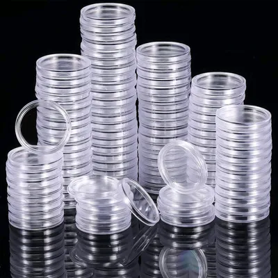 Produktbild von 25 mm Münzhalter Kapseln Durchsichtiger Runder Münzbehälter aus Kunststoff für Münzsammlung Bedarf (200 Stücke) Transparent