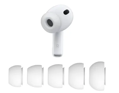Produktbild von Apple AirPods Pro 3 rechts + Apple Ohreinsätze 5 Stücke – Ersatz Ohrstück (Modell A3063) – Einzelner AirPod Nur rechte Seite inkl YouPods Anleitung