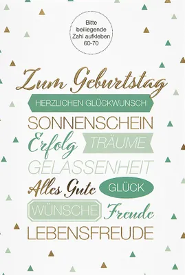 Produktbild von GEBURTSTAG ZAHLENSTICKER 60 bis 70 - Glückwunschkarte im Format