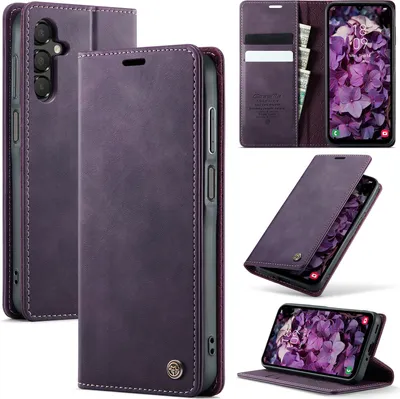 Produktbild von Handyhülle für Samsung Galaxy A15 5G/4G Hülle Leder mit RFID Schutzhülle Klapphülle Magnet Kartenfach Standfunktion Lila