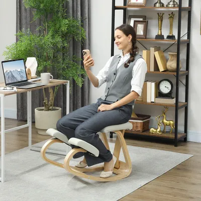 Produktbild von Sweiko Ergonomischer Kniestuhl, Kniehocker Gesundheitsstuhl für Zuhause, Büro, Meditation Creme