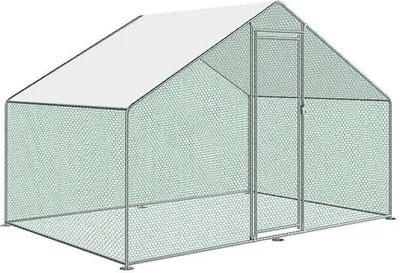 Immagine prodotto di VINGO pollaio pollaio 3x2x2m recinto per piccoli animali recinto per piccoli animali voliera recinto per polli gabbia per pollame struttura in acciaio zincato con tetto
