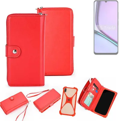 Produktbild von K-S-Trade 2in1 Schutzhülle Portemonnee Handyhülle mit Bumper kompatibel mit Realme Nazro N61 Hülle Case Etui Geldbörse Smartphone rot (1x)