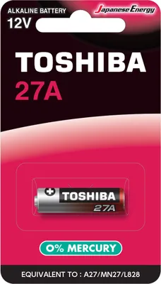 Zdjęcie produktu dla Toshiba 27A BP-1C, Jednorazowa bateria, Alkaliczny, 12 V, 1 szt., Hg (rtęć), Czarny, Szary, Miętowy, Srebrny