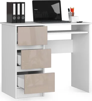 Produktbild von Schreibtisch 90cm mit 3 Schubladen und Tastaturauszug Computertisch Arbeitstisch