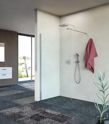Produktbild von VIGOUR V3 Duschabtrennung freistehend 120 x 200 cm ESG-Glas klar PflegeCare, chrom matt