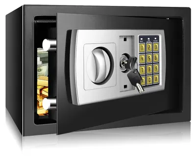 Zdjęcie produktu dla Cyfrowy sejf - Elektroniczny sejf do użytku domowego - Ochrona przed kradzieżą - Sejf na dokumenty - Pełna klawiatura numeryczna - 31x20x20 cm, pojemność 8,5 l