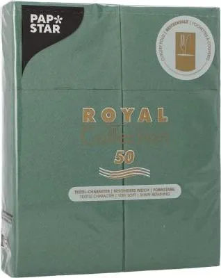 Produktbild von 300 Papstar Servietten ROYAL Collection 40 cm x 30 cm dunkelgrün mit Besteckfalz 37334
