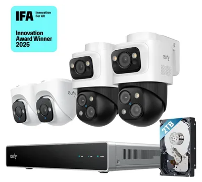 Immagine prodotto di sistema di sicurezza eufy PoE NVR S4 con 2 telecamere Bullet PTZ e 2 telecamere a torretta