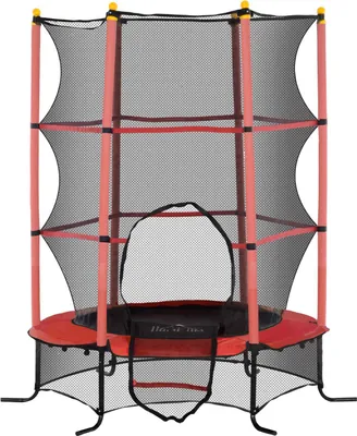 Produktbild von Kindertrampolin Ø163 cm, Trampolin mit Sicherheitsnetz, Randabdeckung, Gartentrampolin für Kinder 3-10 Jahre, bis 50 kg belastbar, Rot