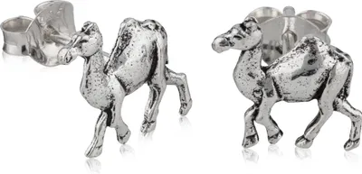 Produktbild von Paar Kamel Ohrstecker 925 Silber Oxidiert 9mm Ohrringe Ohrschmuck Amulett