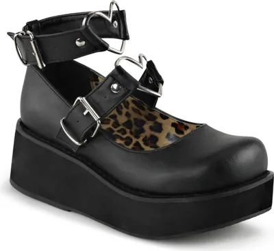 Produktbild von Demonia | Plateau Schuhe - Sprite-02 - Schwarz - EU 37 - Kunstleder - Gothic Mary Jane - Komfortabel und Stilvoll
