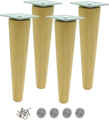 Produktbild von Drechselte Eichenmöbelbeine 25 cm, unbehandelt, mit Montageset für Sofas, Kommoden und DIY-Projekte